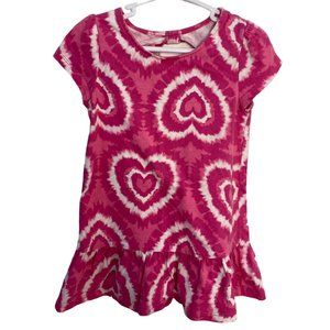 Healthtex Girls Short Sleeve Tie Dye Tunic Top with Hearts